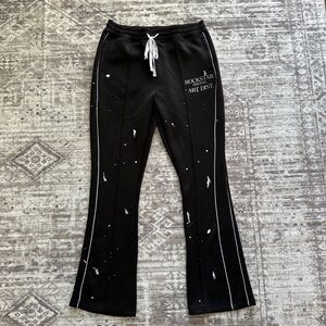 Rockstar Black Flare Pants with White Accents